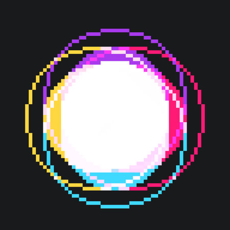 Pixelated Circle with Split Neon Color Leaks illustration