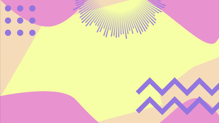 Abstract Flat Style Yellow and Pink Shapes Frame Template Backgroundのイラスト素材