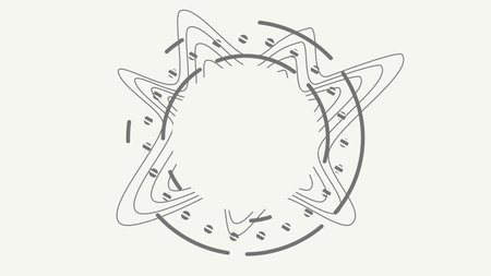Abstract Line Blast Circle Frame Template, Monochrome Black And Whiteのイラスト素材