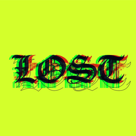 Acid Gothic Style LOST Typography illustration, with color leak effectのイラスト素材
