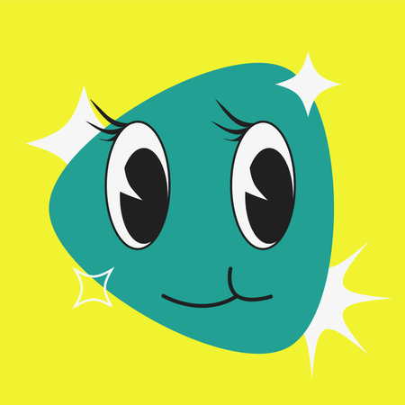 Bold Modern Green Smile Symbol Mark, Y2k Flat Styleのイラスト素材
