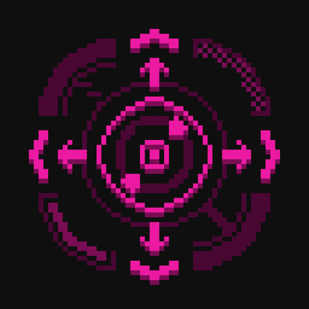 Pink Pixel art Focus Scope Core Symbol, Futuristic Illustrationのイラスト素材