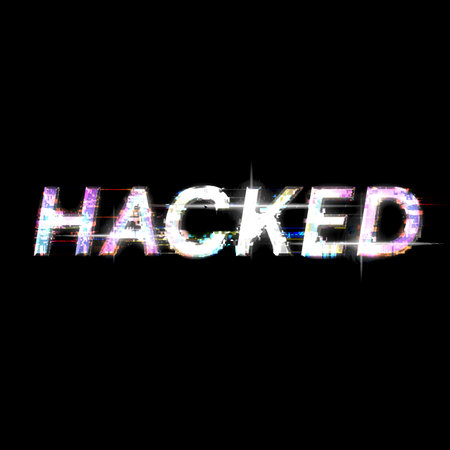Glitched Metal Chrome deconstructed Style Hacked Typgraphy Illustration, Black Backgroundの写真素材