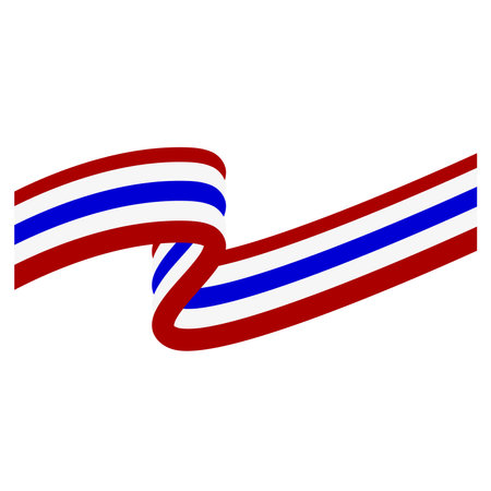 Flat Style Thai Flag Ribbon Flapping Illustrationのイラスト素材