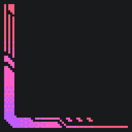 Minimal Pixel Art Neon Pink Futuristic Corner Frame Template, Black Backgroundのイラスト素材