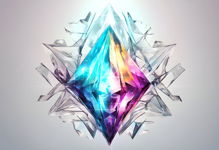 Deconstructed Prism Reflected Crystal in Acid Tribe Tattoo Art, Generative AI Basedの素材