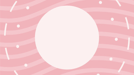 Peach Pink Wavy Stripes Backgorund with Circle Motion Burst, Flat Style Illustrationのイラスト素材