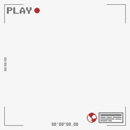 White Background with Dark Grey Pixel Art Video Recording Frame Templateのイラスト素材