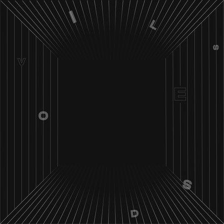 Black Minimal Grid Background with Deconstructed Bold Typography, Monochromeのイラスト素材