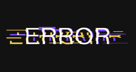 Modern Typography of Simple Error Purple and Yellow Glitches Effectのイラスト素材