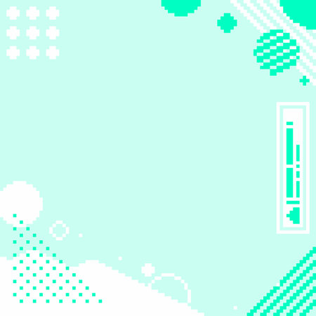 Cyan Halftone Modern Minimalistic Frame Background, Pixel Art Illustrationのイラスト素材