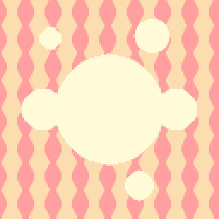 Pixel Art Styled Pastel Peach and Yellow Groove Wavy Lines Background with Floating Circlesのイラスト素材