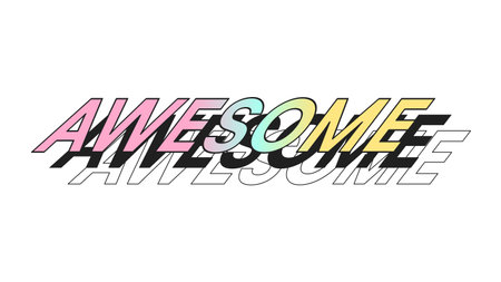 Bold Stacking Typography of "Awesome" Word with filled black and outlines in shadows template bannerのイラスト素材