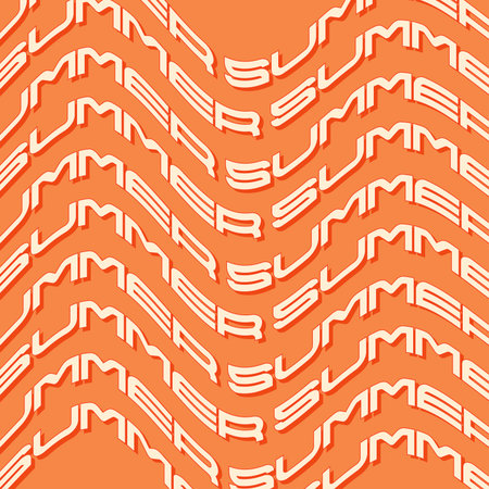 Abstract Wavy Typography Rows of 'Summer' in Orange Background