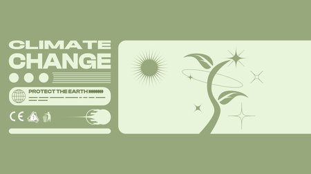 Abstract Info Bar Template about Environmentalism and Climate Change in Flat Style, Bold Brutalism Concept Illustrationのイラスト素材