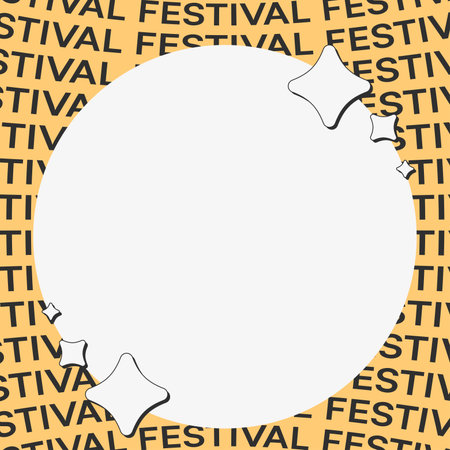 Contemporary Style Festival Simple Circle Frame Background with White Star Swirling aroundのイラスト素材