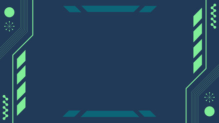 Futuristic Flat Styled Line Interface Frame Background, Neon Green and Dark Blueのイラスト素材