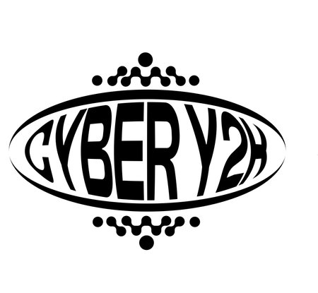 Bold 'Cyber Y2K' Typography Inflated in a Circle with Y2K Style Circle Blob Decorationsのイラスト素材