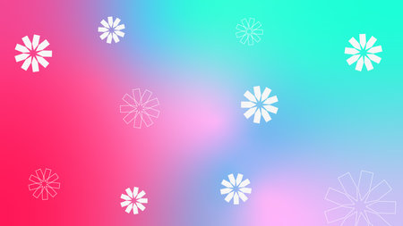 Blended Blue and Pink Gradient Background with Minimal White Flowers