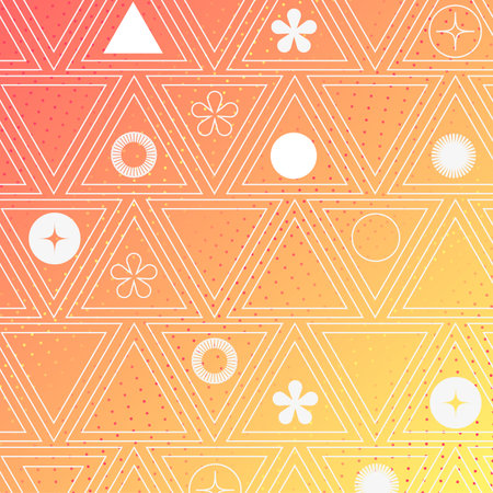 Orange Gradient with Decorated Brutalism Symbol and Triangle Lines Background