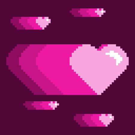 Valentine's Day Pink Colored Hearts Power Dashing, Pixel Art Styleのイラスト素材