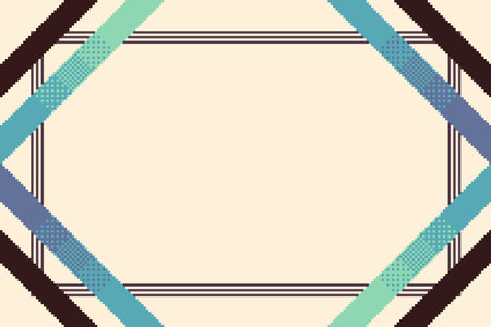 Minimal Blue Gradient Ribbon Cornered Template Frame Background, Pixel Art Styleのイラスト素材