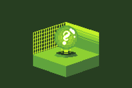 High Tech Information Cube in Green Color, Pixel Art Abstract Concept Artのイラスト素材