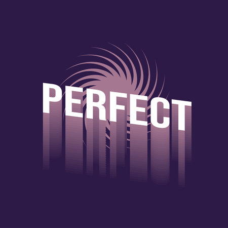 Luxury Purple Typography Sign of Perfect with Twisted Star, Flat Styled Illustrationのイラスト素材
