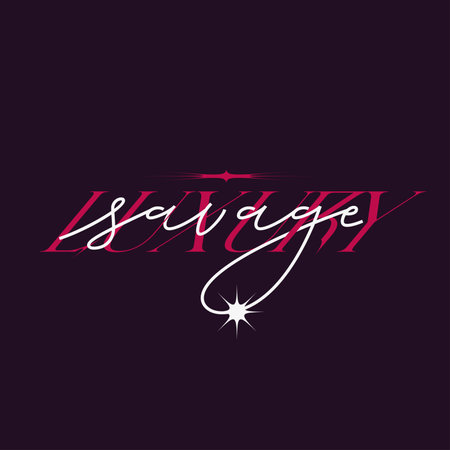 Dark Red Custom Typography and Hand Drawn Calligraphy of "Luxury Savage", Flat Minimal Style Illustrationのイラスト素材