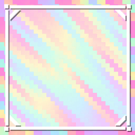 Rainbow Gradient Background with Pixel Style White Frame Templateのイラスト素材