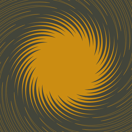 Massive Twisted Circle Line Background, in Black and Golden Yellow Color, Flat Styleのイラスト素材