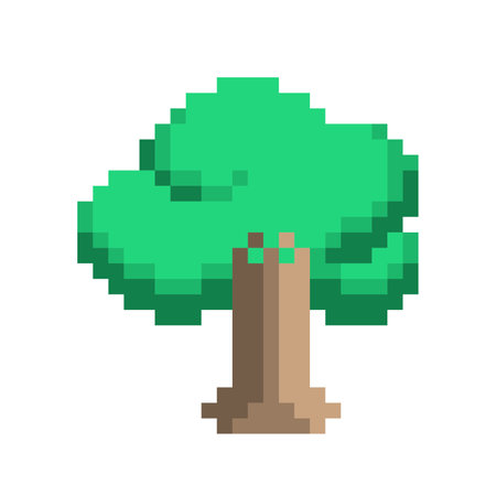 Tiny Big Tree, Pixel Art Icon, Isolatedのイラスト素材