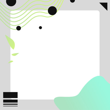 Minimal Natural Decoration Elements, Flowing Leaf and Abstract Water, on Light Background Frameのイラスト素材