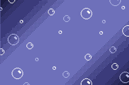 Dark Dithered Gradient Backgroundwith Fizzing Bubbles Particle, Pixel Art Styleのイラスト素材