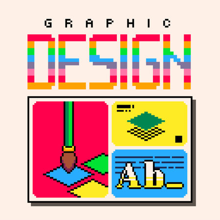 8 Bit Pixel Art Illustration Depiction of Graphic Design in Variant Waysのイラスト素材