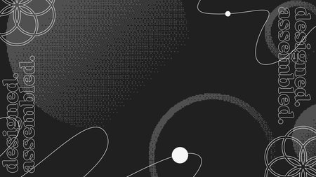 Minimal Abstract Monochrome Dither Bokeh Light Black with White Lines and Typography Frame Backgroundのイラスト素材