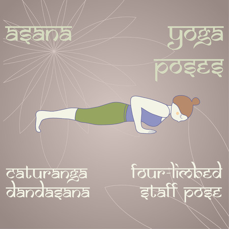 Caturanga dansasana. Four-limbed staff pose.のイラスト素材