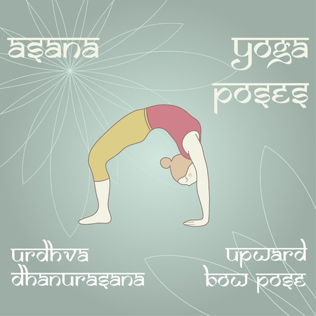 Urdhva Dhanurasana. Upward Bow (Wheel) Pose. Asana. Yoga Poses.のイラスト素材