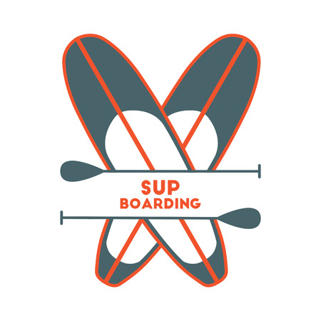 Stand Up Paddle Surfing logo.Two boards.のイラスト素材