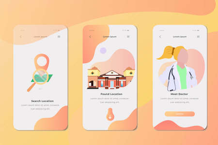 Onboarding Screens User Interface Kit. Modern user interface UX, UI screen template for mobile smart...