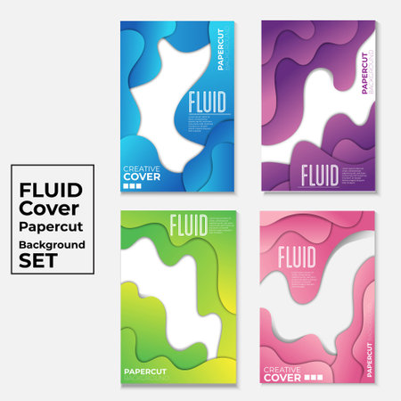 Annual report set  illustration papercut paper layer vectorのイラスト素材