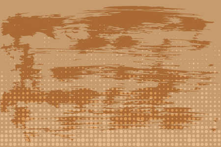 halftone brushes brown surface wood texture background. Vector modern art texture for posters, business cards, cover, labels mock-up, stickers layoutのイラスト素材