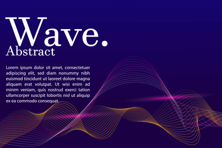 Music poster vector cover design with abstract gradient linear waves. Sound flyer for creating a fashionable abstract cover, banner, booklet.のイラスト素材