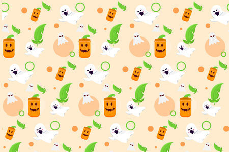 Background pattern art pumpkin ghost special halloween design good for wall art, wallpaper, and for box design product, textileのイラスト素材