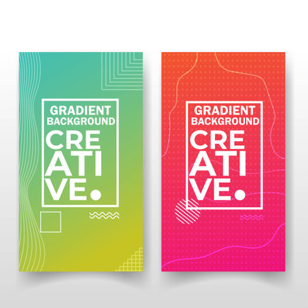 Set of geometric Abstract Banner gradient color with line Vector illustration for banner, poster, cover design and background.のイラスト素材