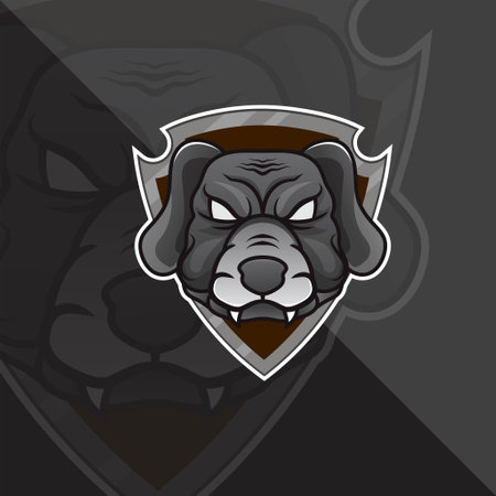 dog Head esport Mascot Logo for esport, gaming and sport premium free vector.のイラスト素材