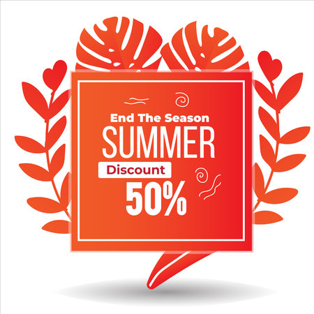 Vector poster with tropical leaves and text Summer Sale on Shape Gradient Color Style.Sale banner template design, Flash sale special offer set and discount . - Vectorのイラスト素材