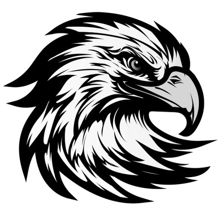 Eagle silhouette vector clipart, eagle logo concept face logo vector illustration isolated on white background.のイラスト素材