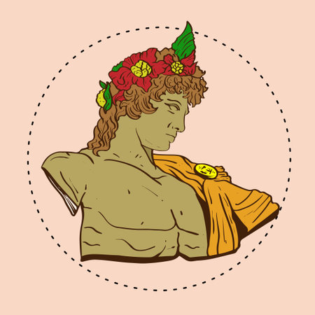 Marble greek sculptures. Statues of roman scholar or olympic god greece mythology, sculptures of human body and architectural elements. greek gods and mythology, ancient greece graphic design elements. museum art ingenious vector illustrationのイラスト素材