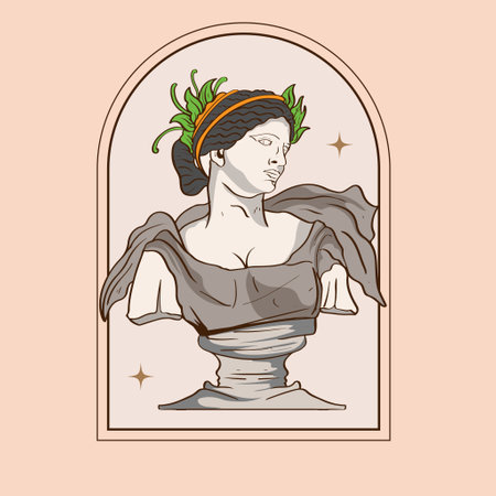 Marble greek sculptures. Statues of roman scholar or olympic god greece mythology, sculptures of human body and architectural elements. greek gods and mythology, ancient greece graphic design elements. museum art ingenious vector illustrationのイラスト素材